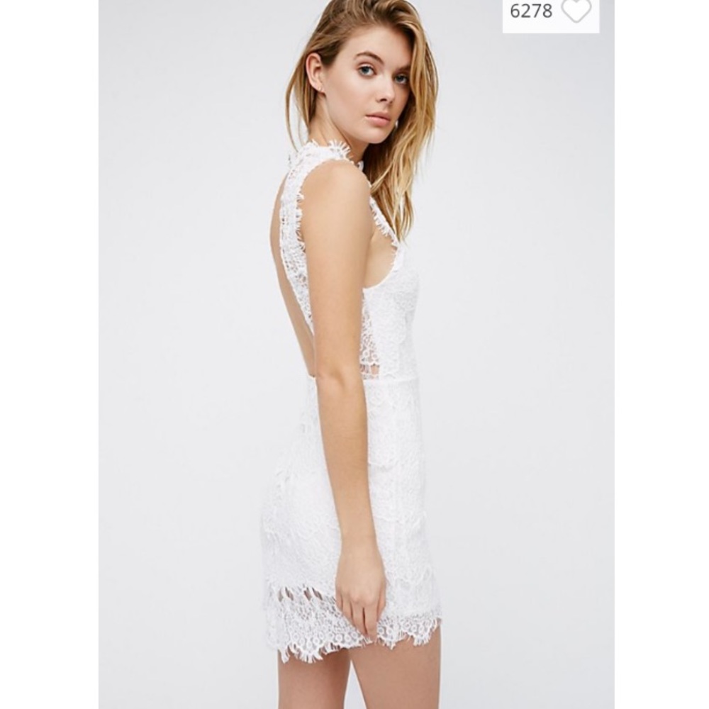 FREE PEOPLE bodycon daydream white lace slip dress